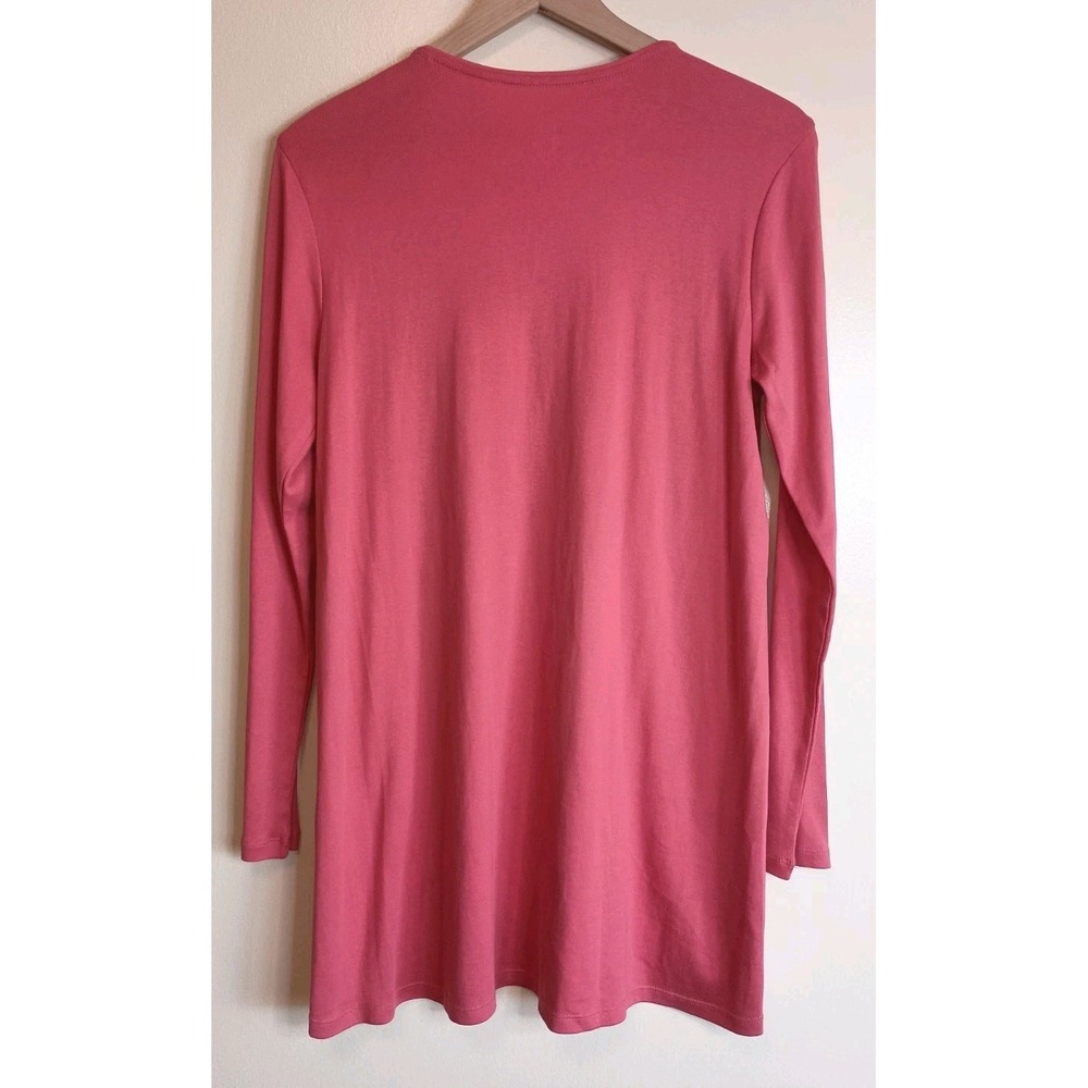 J.Jill NWT Perfect Pima Tunic Top Women's Medium Pomegranate Pink Long Sleeve - Picture 4 of 8